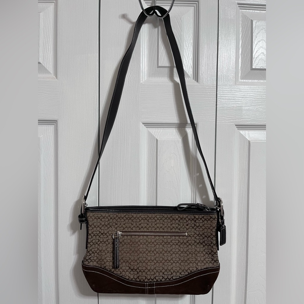 Coach Brown Suede Shoulder Bag - Picture 2 of 6
